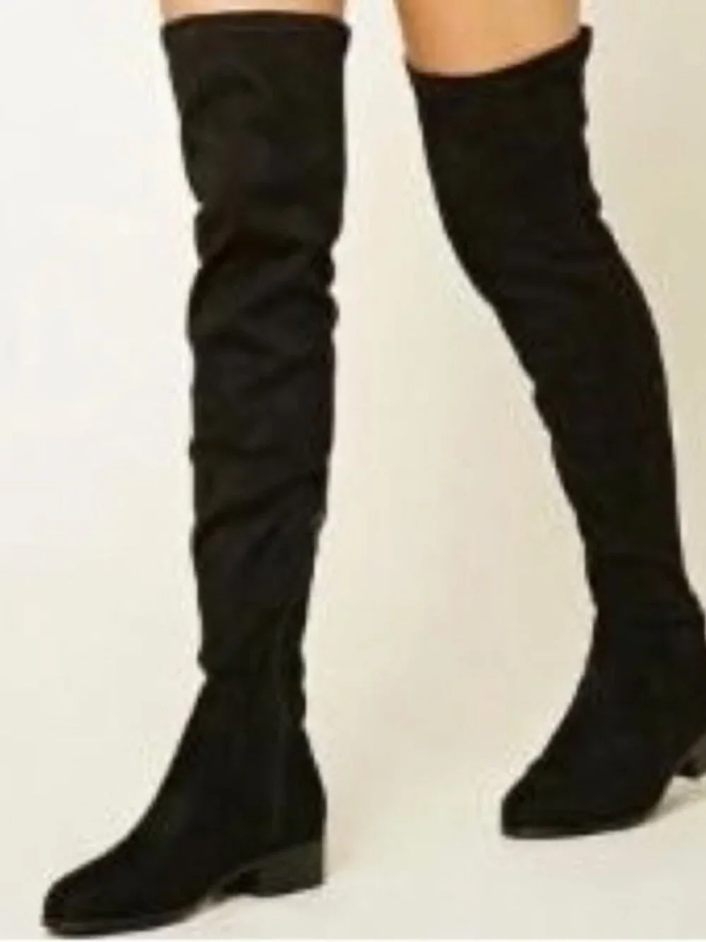 Forever 21 Faux Suede Thigh High Black Boots Size 9